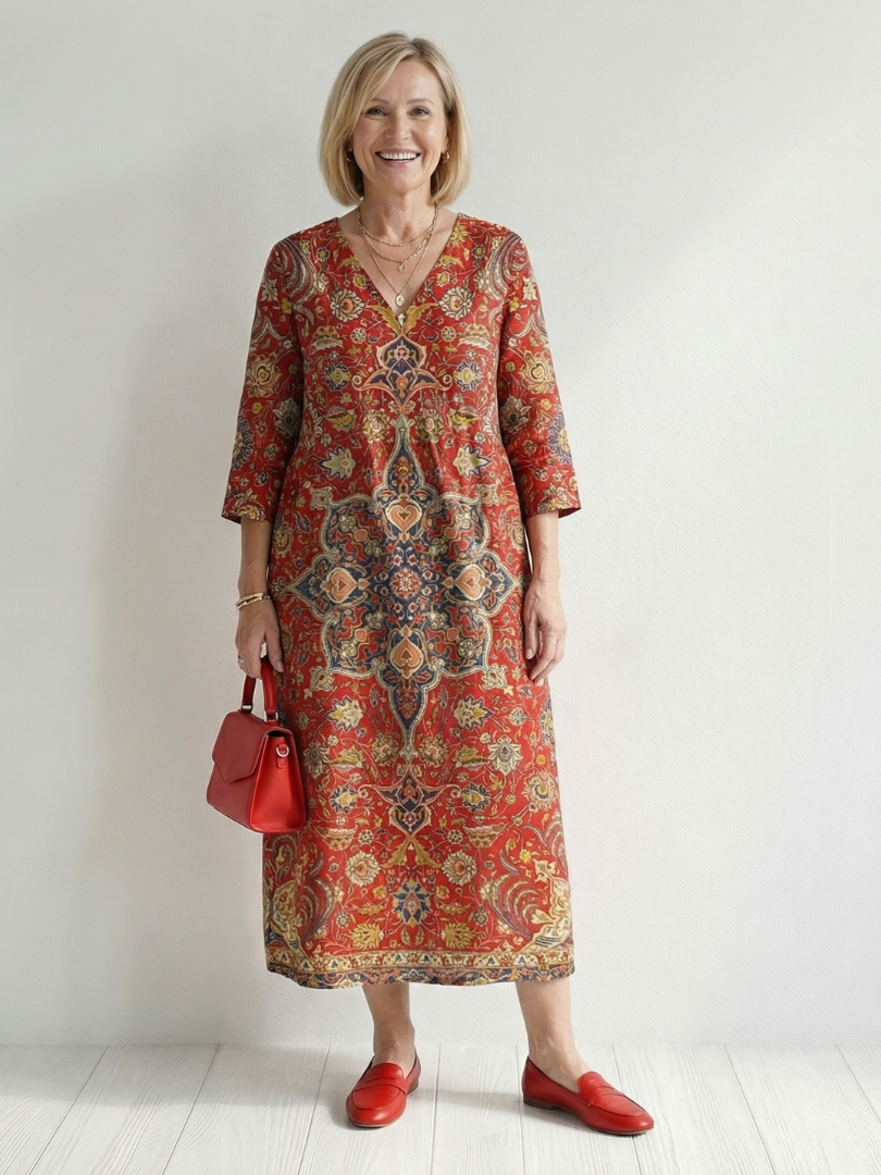 Peyton | Ease Patchwork Midi Dress