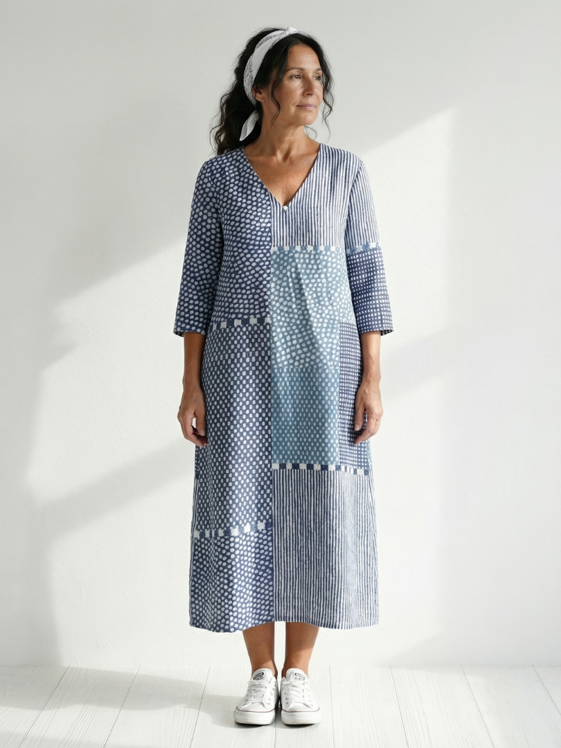 Avery | Fit Patchwork Midi Dress