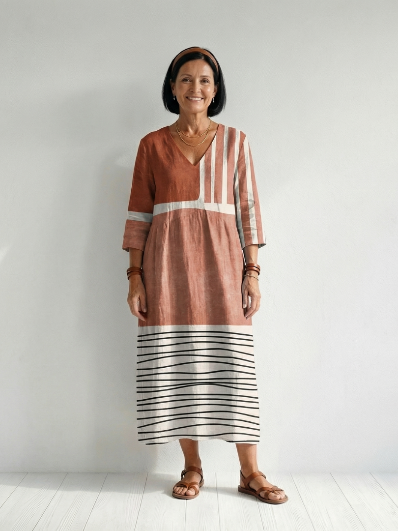 Riley | Easy Mixed Stripe Midi Dress