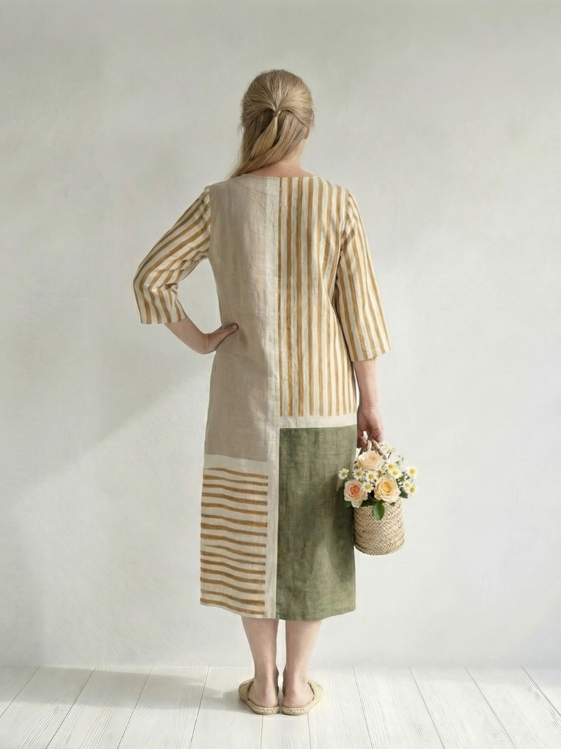 Savannah | Light Mixed Stripe Midi Dress