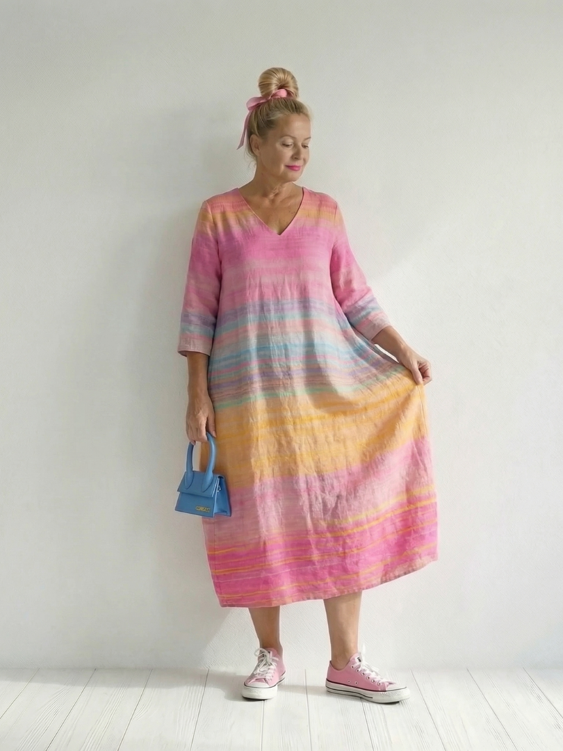 Hadley | Ease Gradient Stripe Midi Dress