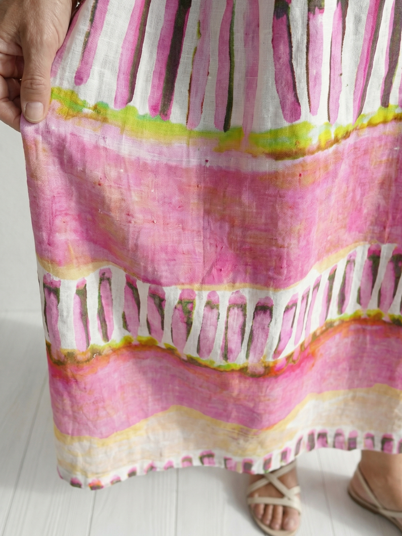 Emma | Easy Flow Patterned Stripe Midi Dress