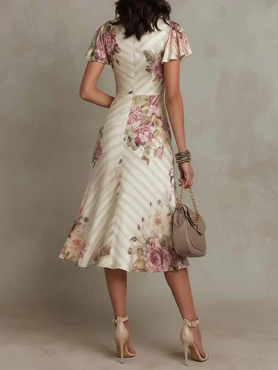 Juniper™ | Elegant Floral Ruched Wrap Midi Dress
