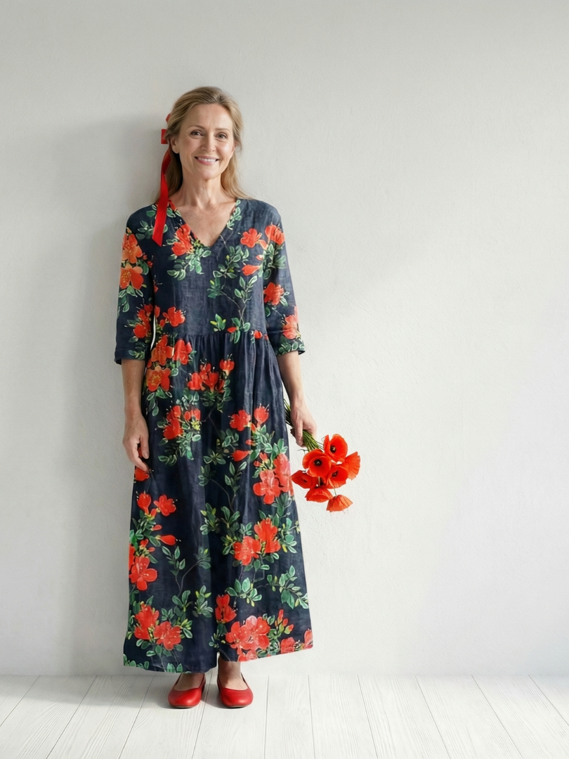 Willow | Calm Drape Floral Midi Dress