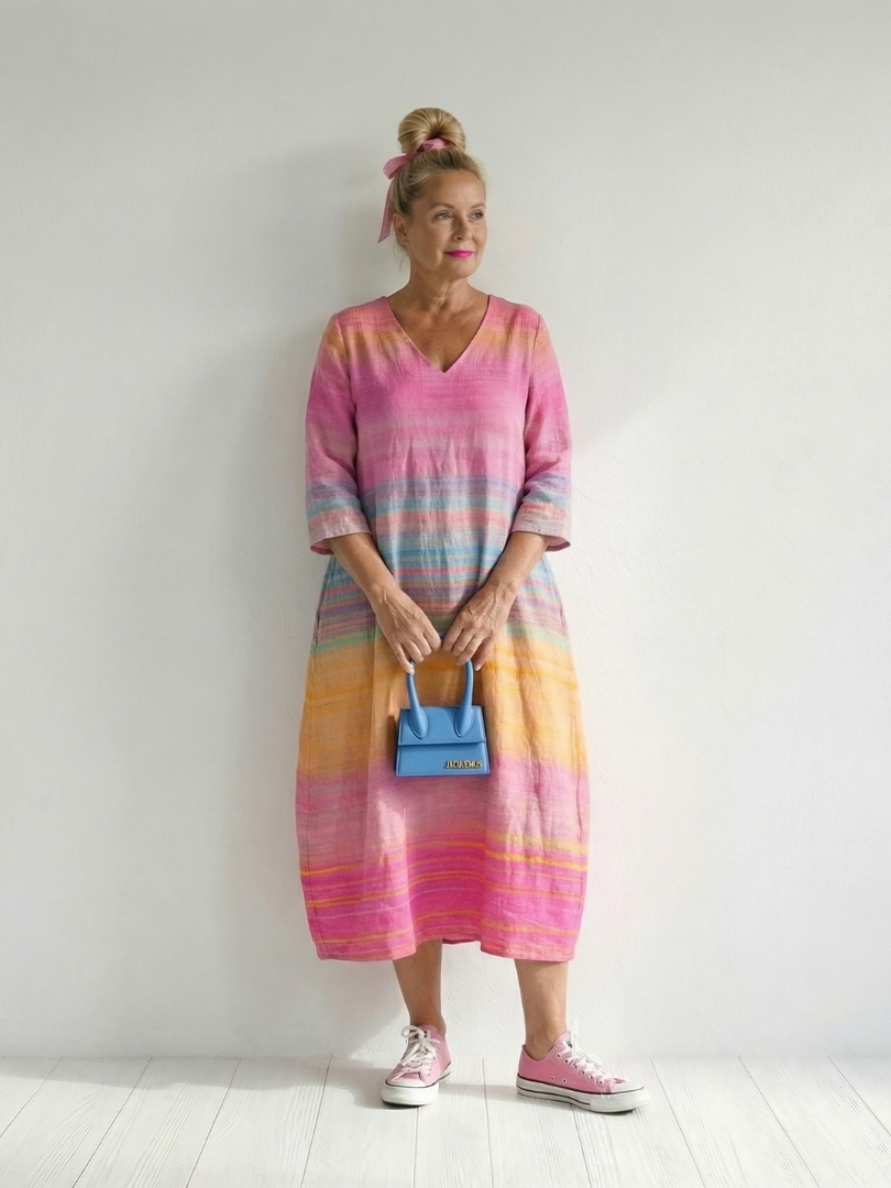 Hadley | Ease Gradient Stripe Midi Dress