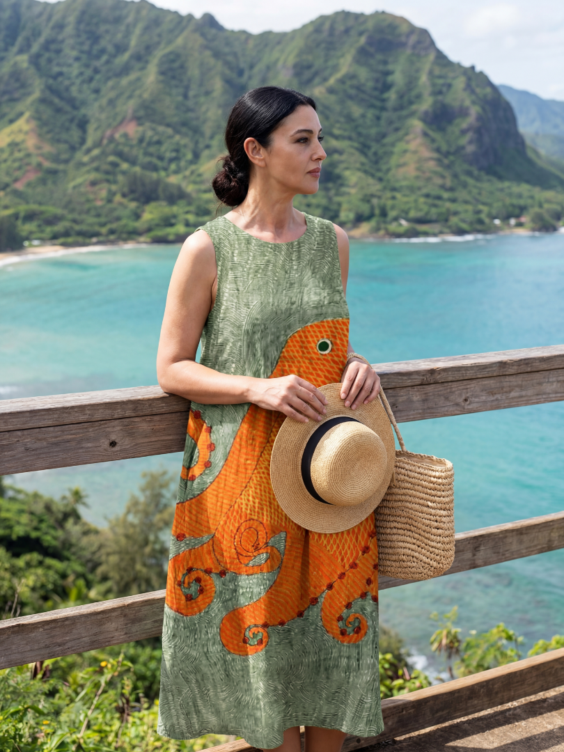 Josie | Ocean Wave Midi Dress