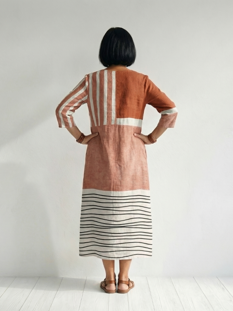 Riley | Easy Mixed Stripe Midi Dress