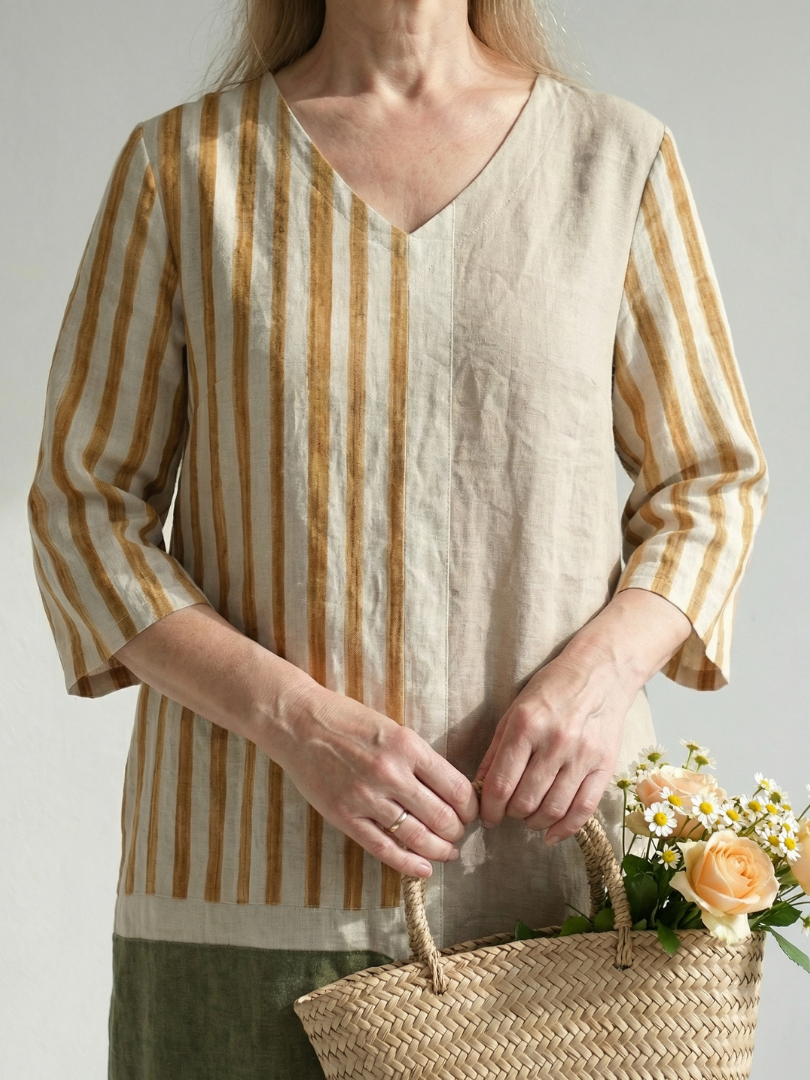Amelia | Light Mixed Stripe Midi Dress