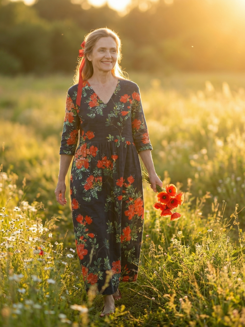 Willow | Calm Drape Floral Midi Dress