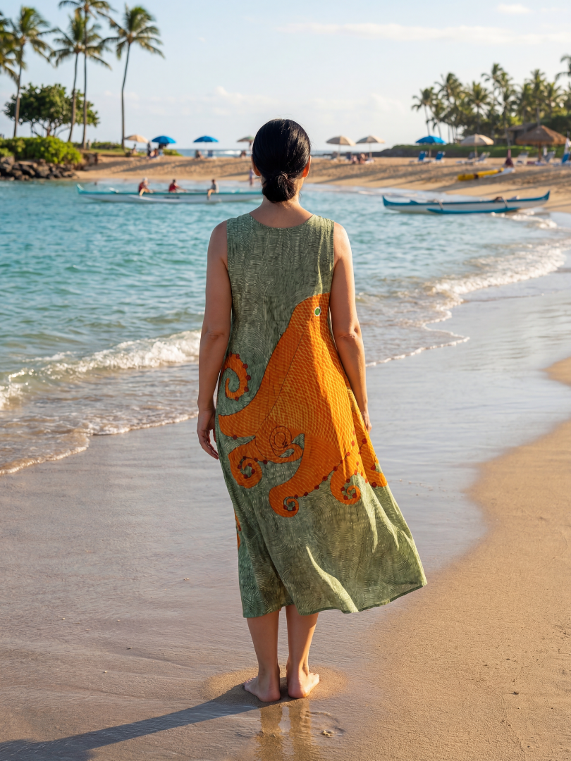 Josie | Ocean Wave Midi Dress