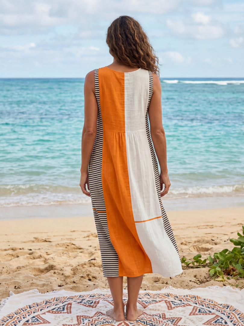 Claire | Color Block Stripe Midi Dress